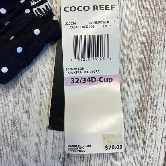 Coco Reef NWT Divine Power Black Multi Polka Dot Underwire Bikini Top 32/24D - Picture 4 of 9